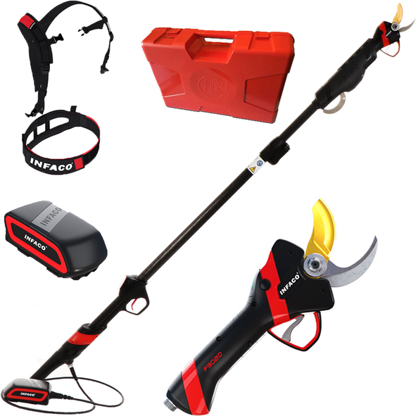 Infaco F3020 - Forbice elettrica da potatura su asta - 36V 3Ah - 147.5/212 cm - Diametro di taglio 40mm