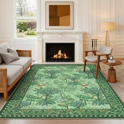 Garvee Vintage Botanical Mushroom Pattern Washable Area Rug