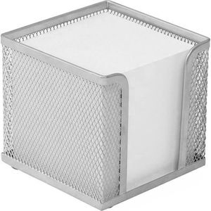 Wedo Zettelbox Office 65754, silber, 10 x 10 cm, gefüllt mit 700 Notizzetteln, aus Metall