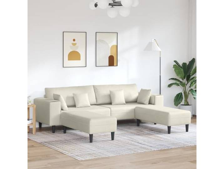 HEFZGDB Modernes Samtsofa 3-teilig Cremefarben 208 cm mit Kissen – Elegantes Wohnzimmer Sofa aus hochwertigem Samt und Holzwerkstoff, Federkern-Sitzkissen für dauerhaften Komfort,