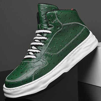 Grüne Herren-Sneaker aus Kunstleder mit hohem Schaft, Premium-Qualität, bequeme Passform, Streetwear-Stil, ideal für urbane Ausflüge