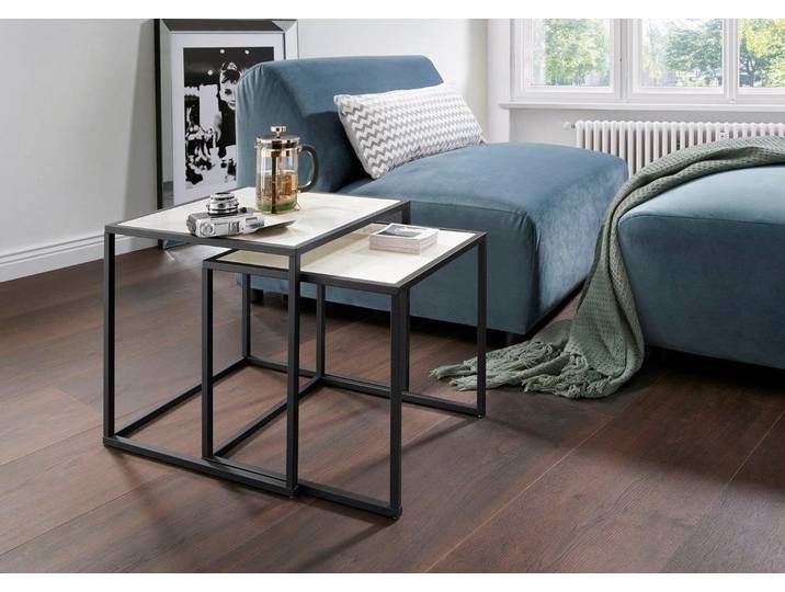 Couchtisch PAROLI, beige (marmor), B:45cm H:47cm T:45cm, Tische, Couchtisch, quadra