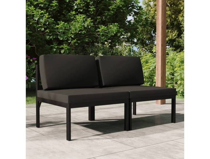 vidaXL Gartensofa 2-Sitzer mit Kissen Aluminium Anthrazit