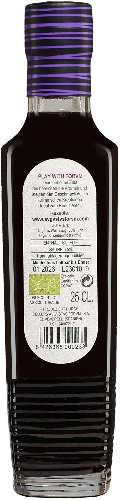Cellers Avgvstvs Forvm Avgvstvs Forvm Merlot Essig - 0,25 L aus Spanien