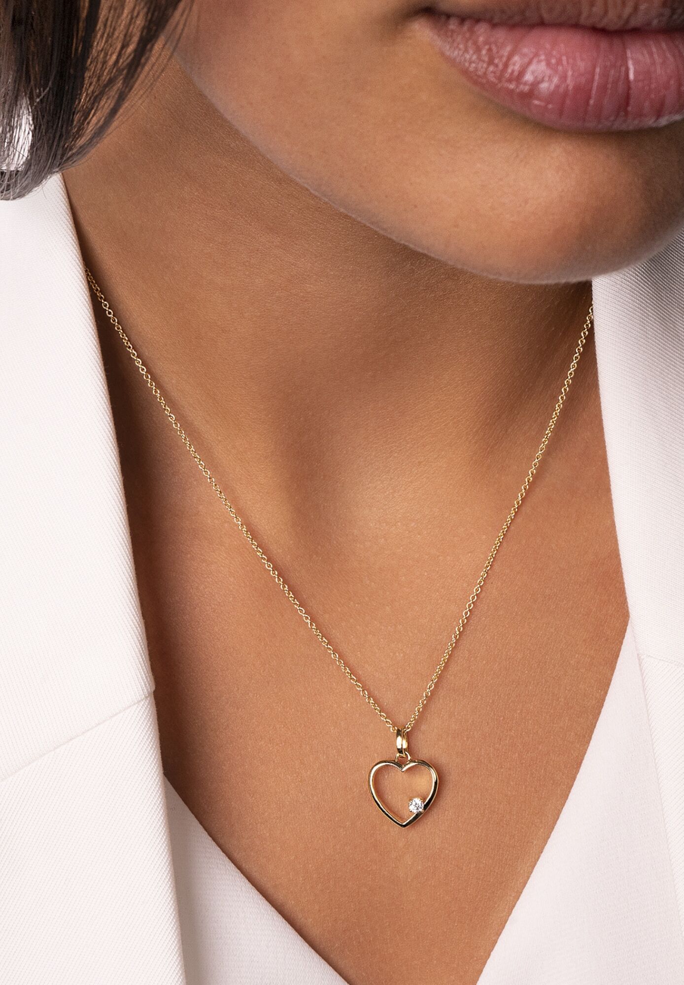 Kettenanhänger ONE ELEMENT "Zirkonia Herz Herz Anhänger aus 333 Gelbgold", gold, Schmuckanhänger, Damen, Gelbgold 333, Kettenanhänger