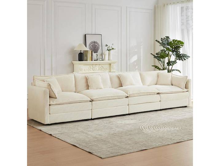 JIEXI Canapé modulaire canapé sectionnel pour salon chambre à coucher bureau et appartement (4 places beige)