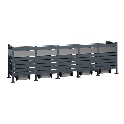 Mülltonnenbox WESTMANN "Planum", grau (anthrazit), B:90cm H:120cm T:410cm, Stahl, Aufbewahrungsboxen, Platz für 5 Mülltonnen je 240 L