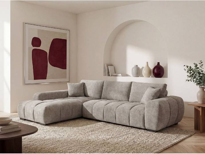 Ecksofa - Ecke links - Stoff - Grau - BERENIA