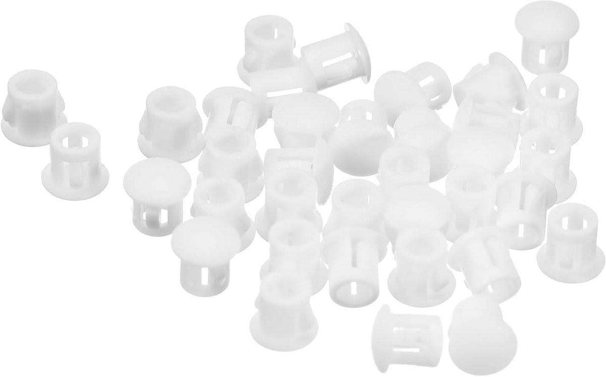 36x Witte Kunststof Gatpluggen 6 mm voor Meubels, Panalen en Buisafwerking