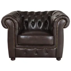Einsitzer-Sofa Chesterfield Liverpool aus echtem Rindsleder Braun