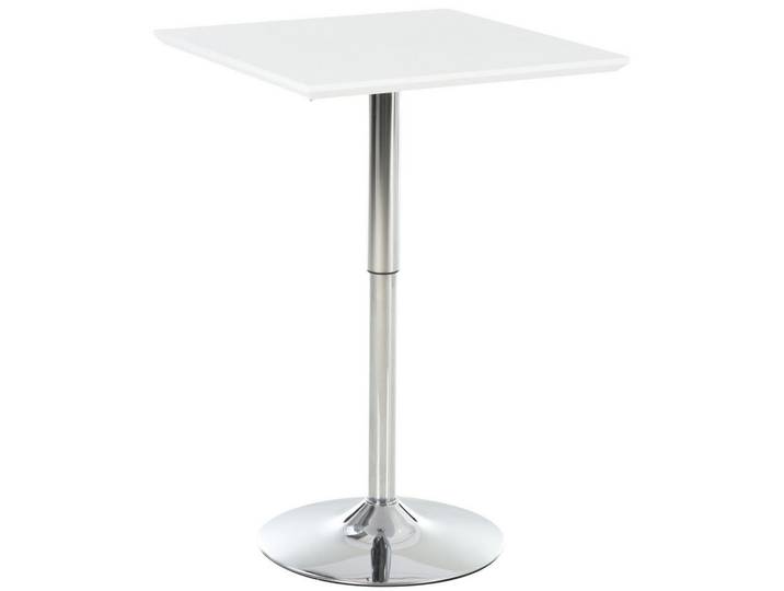 Redom Bartisch 60/60/69-92 cm höhenverstellbar mit rutschfestem Stahlgestell, Weiß, 60x92x60 cm, Esszimmer, Barmöbel, Bartische