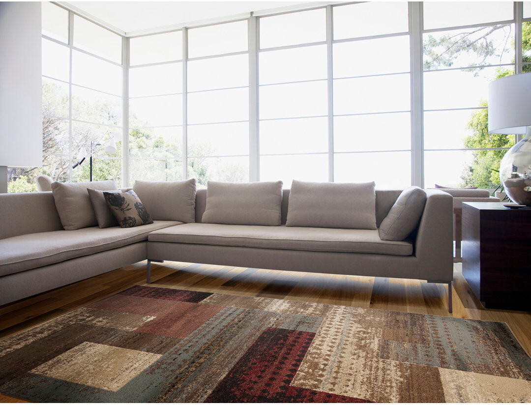 Rio Moya Rectangle Geometric and Oriental Area Rug Red;Brown Rectangle 160 x 229cm