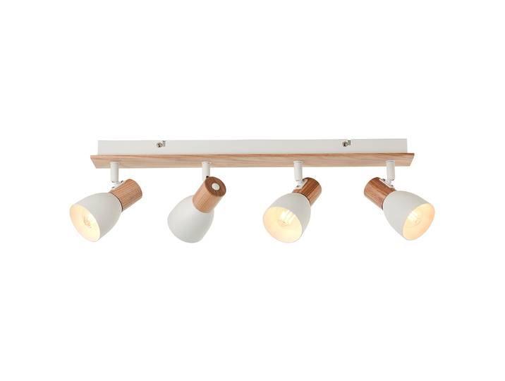 Deckenleuchte Daintree 58 x 17 x 7cm Braun/Weiß 4 Eisen, lackiert Pappel, geölt E14