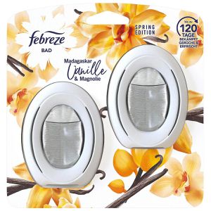 Febreze Raumduft Bad Lufterfrischer, Duo Pack, Duftspender, 2 x 8 ml, Vanille & Magnolie
