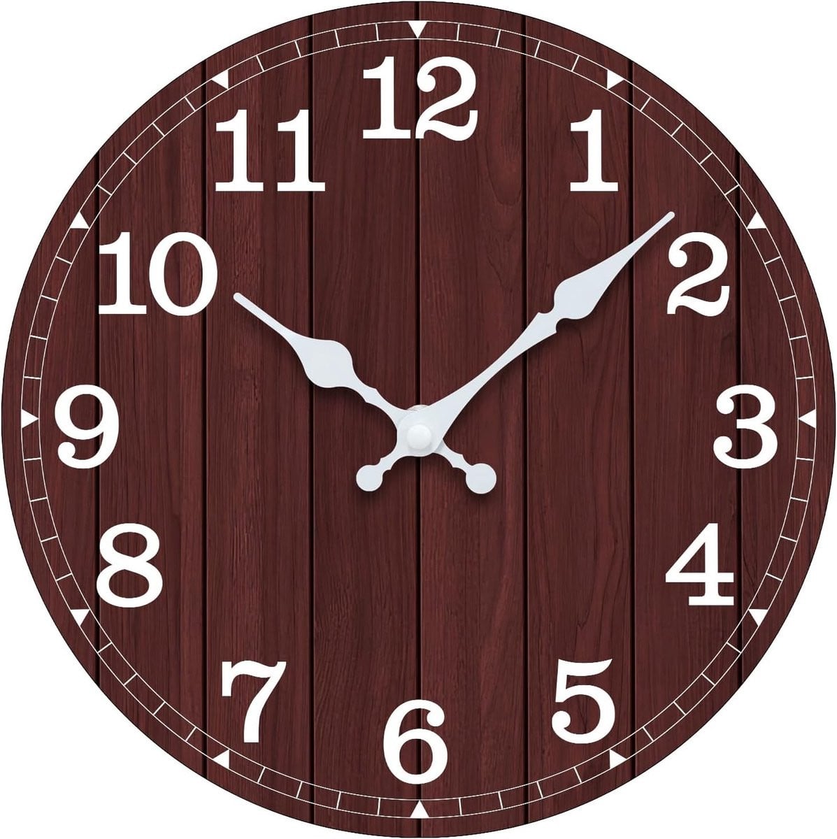 Stille Wandklok 10 Inch Bruin - Vintage Retro Analoge Wandklok voor Badkamer, Keuken en Slaapkamer
