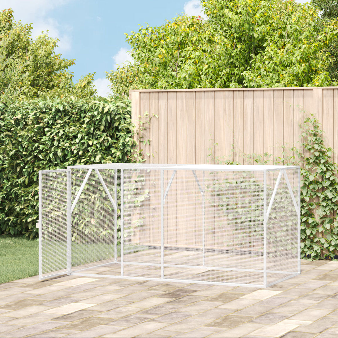 Dakota Fields 108cm Steel Bird Cage Stand Bird Cage White 108cm H X 208cm W X 102cm D