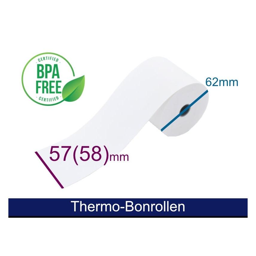 Artdev Thermorolle - 57(58) 62 12 (B/D(max.)/K) weiss, 55g, 50m (ADT576212) Mindestbestellmenge: 5 Stück