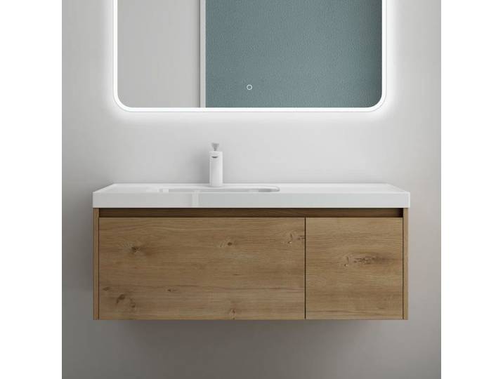 Meuble de Salle de Bain Marron Clair - MAI & MAI - Salerno - Tiroir - 100x50x40cm