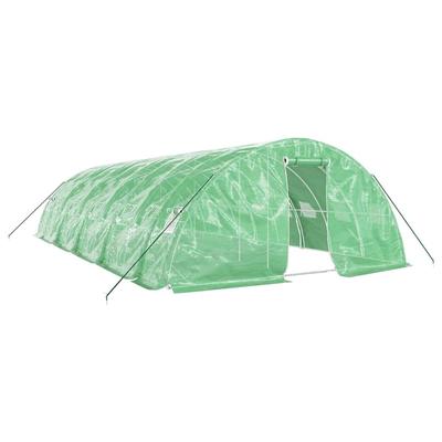 Helloshop26 - Gewächshauszelt für Pflanzen Blumen und Gemüse mit Stahlrahmen 50 m² 10 x 5 x 2,3 m grün 02_0044604