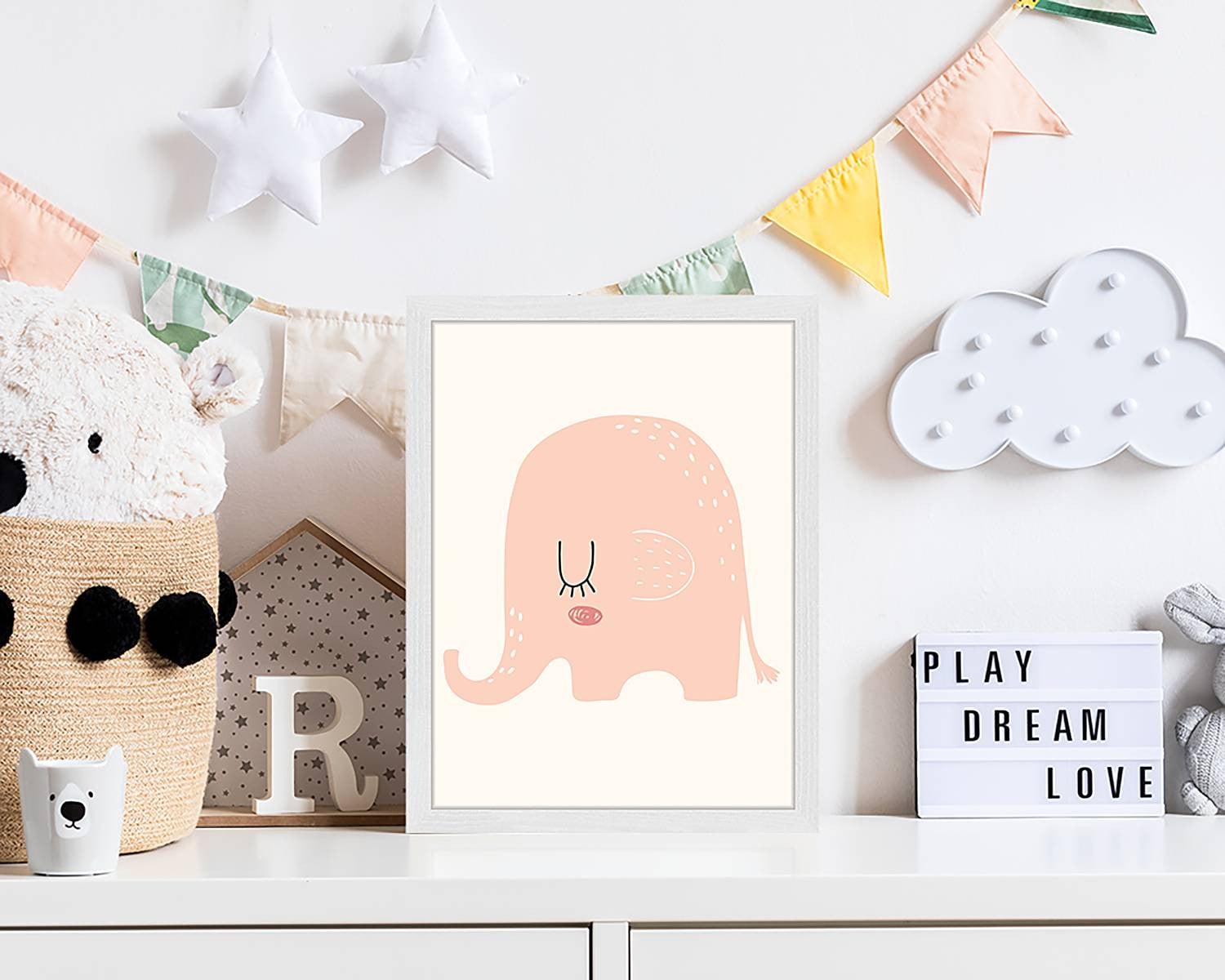 home24 The Elephant illustratie poster in meerdere kleuren, 33 x 43 cm