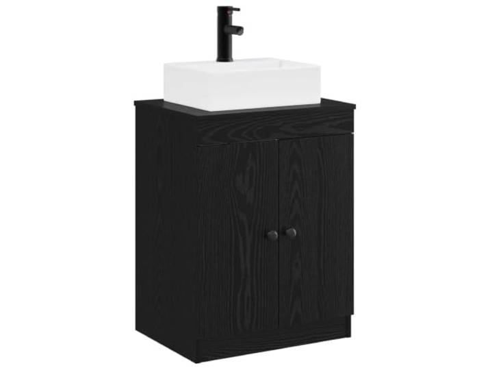 Badezimmermöbel-Set aus schwarzer Eiche, Holz, mit Waschbecken und 2 Türen, 1 Einlegeboden, feuchtigkeitsbeständig, für den täglichen Gebrauch, einfache Installation