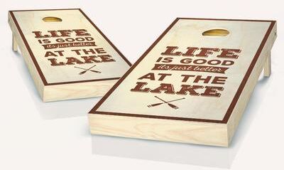 Skip's Garage Life Is Better At The Lake Rosewood Outdoor Cornhole Board Game Set