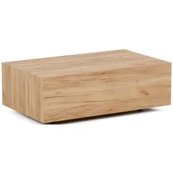 COUCHTISCH Noma Rechteckig in Eiche Braun, Blockform mit versteckten Rollen 90/55/28 cm