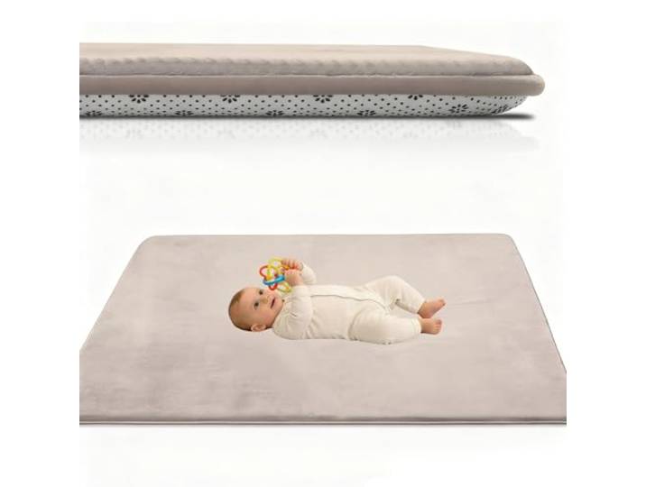 Atemrdsye Spielmatte Baby 180 x 180 cm Creme Krabbelteppich Baby, 2.5cm Dicke Krabbelmatte Memory Foam Kinderteppich, Teppich Kinderzimmer, Krabbeldecke Baby Rutschfester Spielteppich Baby