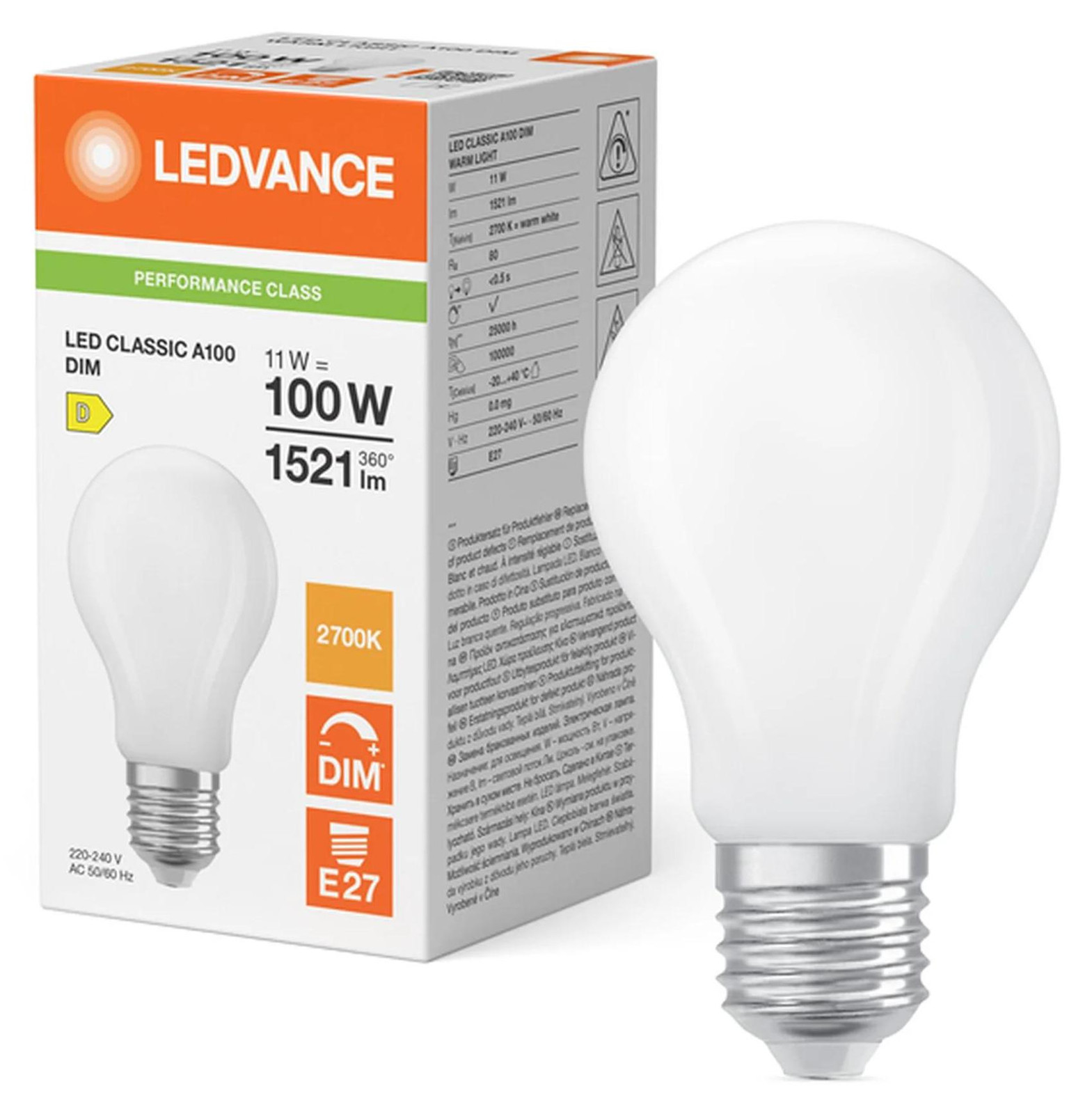 Ledvance LED Classic A Dimbaar 11W 827 Mat E27