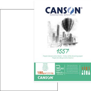 Canson Zeichenblock 1557, A5, 180 g/m², weiß, geleimt, 30 Blatt