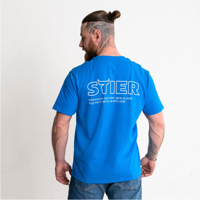 T-shirt STIER Heavy Logo Capsule, Couleur Bleu, Taille M, coton organique (906658)