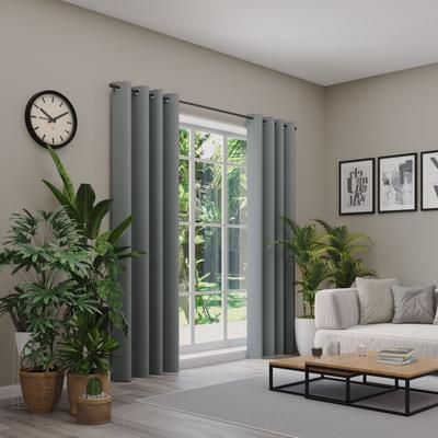 Verdunkelungsvorhang NEUTEX FOR YOU "INSULA", grau (hellgrau), B:140cm H:120cm, Polyester, Gardinen, Uni-Dimout für starke Verdunklung, nach Maß