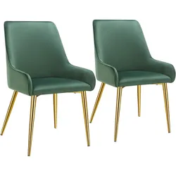 tectake Polsterstuhl Avane, Samtoptik, Belastbarkeit 120 kg - 2er Set grün