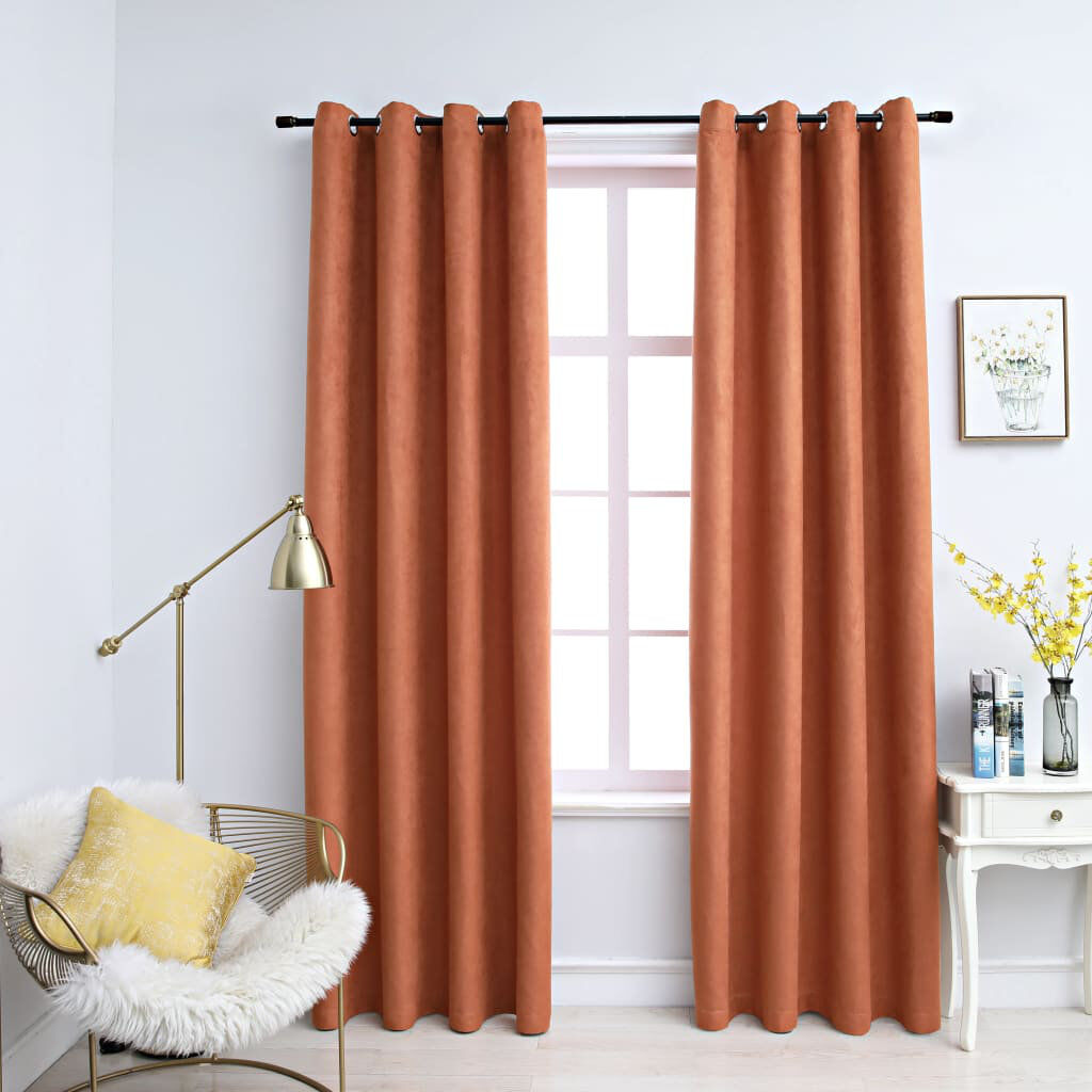 Ebern Designs Azurah Blackout Curtain Pair Rust Width 140 x Drop 175cm
