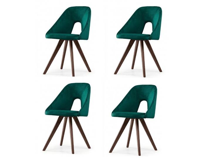 JVmoebel Sitzgruppe Edel Esszimmerstühle 4er Set Grün Samt Holz Polsterstuhl Luxus, (4-tlg., 4er-Set)