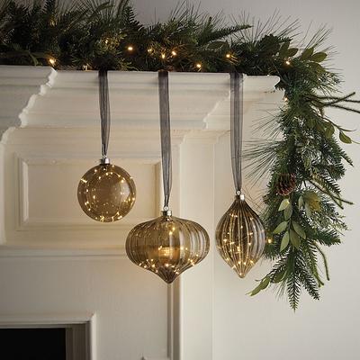 Starry Micro LED Glass Ornaments - Champagne Onion - Ballard Designs
