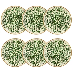 Novastyl - Set aus 6 flachen Tellern Héraclée 27 cm aus dekoriertem Steingut in Grün