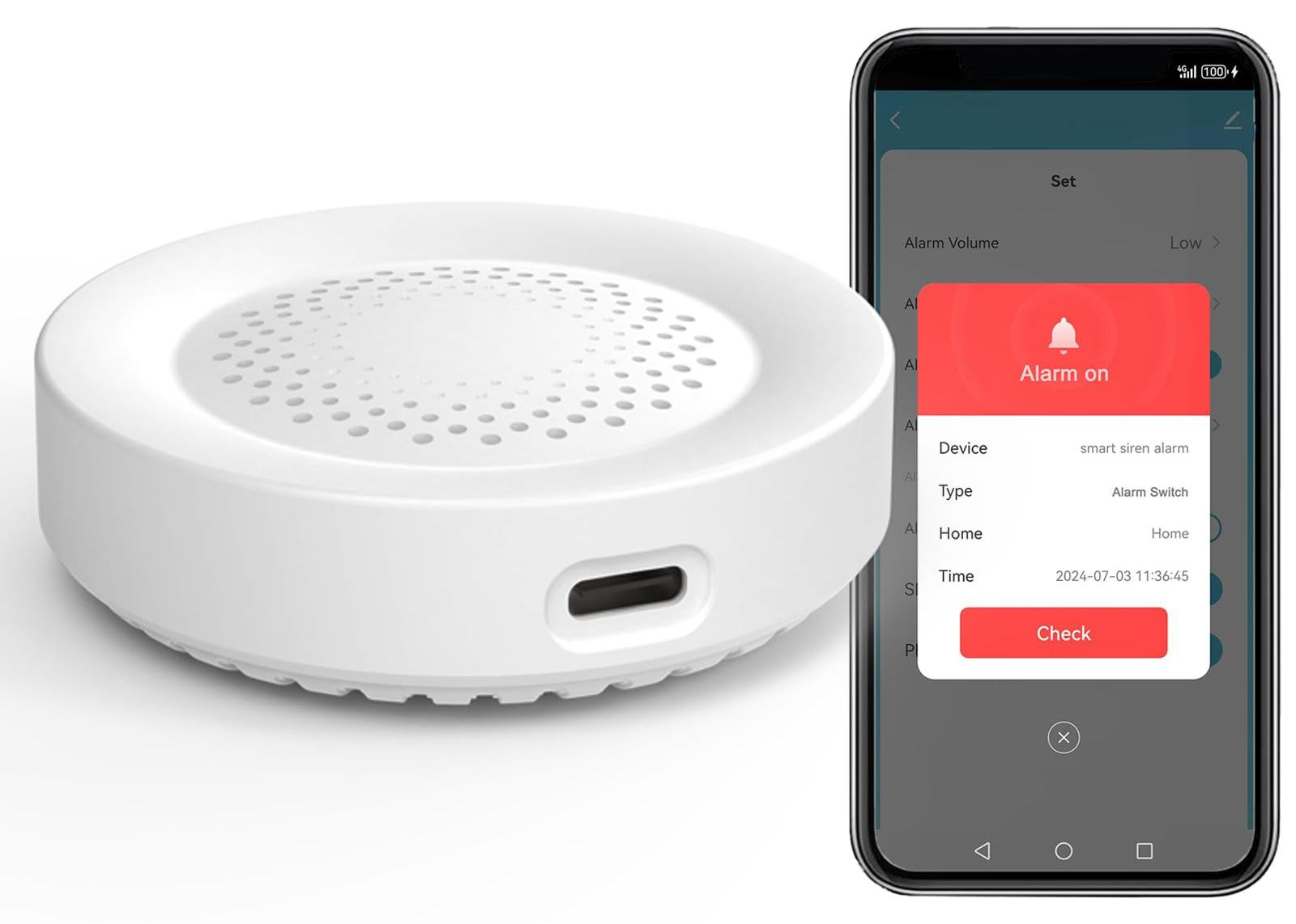 Selius Smart sirene-alarm, draadloos alarm voor bewegingssensor, 100 dB