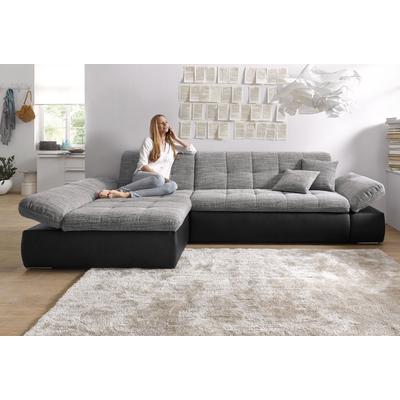 Ecksofa DOMO COLLECTION "MORIC 300x172 cm, XXL-Sofa mit viel Platz, L-Form, auch in Cord", grau (weiß, grau), B:300cm H:80cm T:172cm, Kunstleder SOFTLUX / Struktur (90% Polyester/ 10% Polyacryl);Microfaser PRIMABELLE (100% Polyester)/ Struktur (90%...