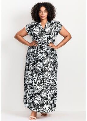 Plus Size Women's Havana Maxi Dress by Avenue in Black Graphic Leaves (Size 18)