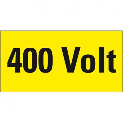 Aufkleber I Warnschild 400 Volt, RoHS konform, Folie, selbstklebend, 74x37mm