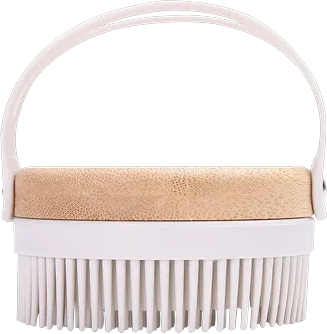 ModernMart Silicone Body Scrubber Brush With Bamboo Base For Gentle Exfoliating Spa Shower Care gray