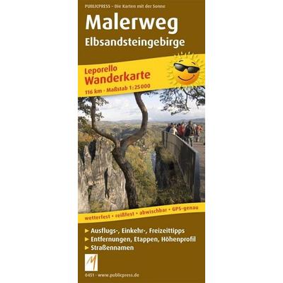 Publicpress Leporello Wanderkarte Malerweg Elbsandsteingebirge 1:25.000, Sonstige von , KOMPASS Freytag & Berndt, 978-3-89920-451-3