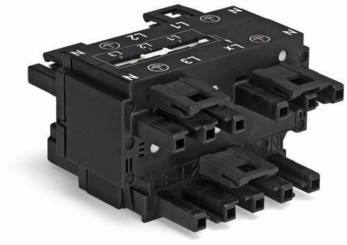 WAGO Netz-Verteiler Netz-Stecker - Netz-Buchse, Netz-Buchse, Netz-Buchse, Netz-Buchse, Netz-Buchse Gesamtpolzahl: 5 Schwarz 10St.