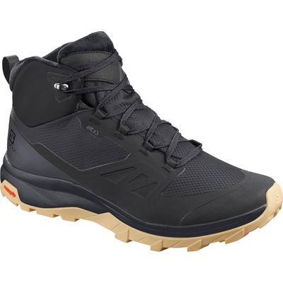 Wanderschuh SALOMON "OUTsnap CSWP M", Herren, Gr. 44,5, gefüttert wärmend, schwarz (schwarz, ebony, gum1a), Synthetik, Textil, Schuhe Wanderschuh, Wasserdicht, wärmend