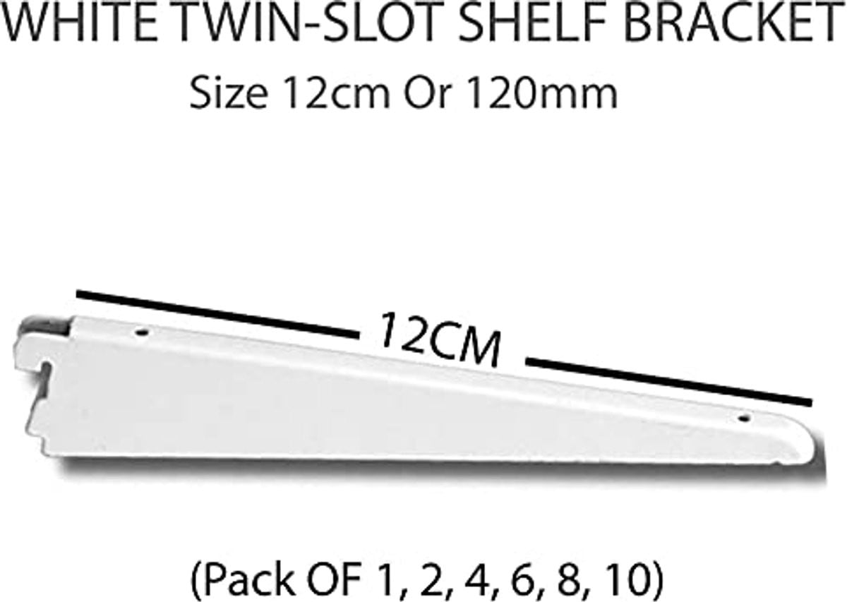 Set van 10 Verstelbare Wandplank Staanders met Dubbele Sleuf Beugels - Wit/Chroom