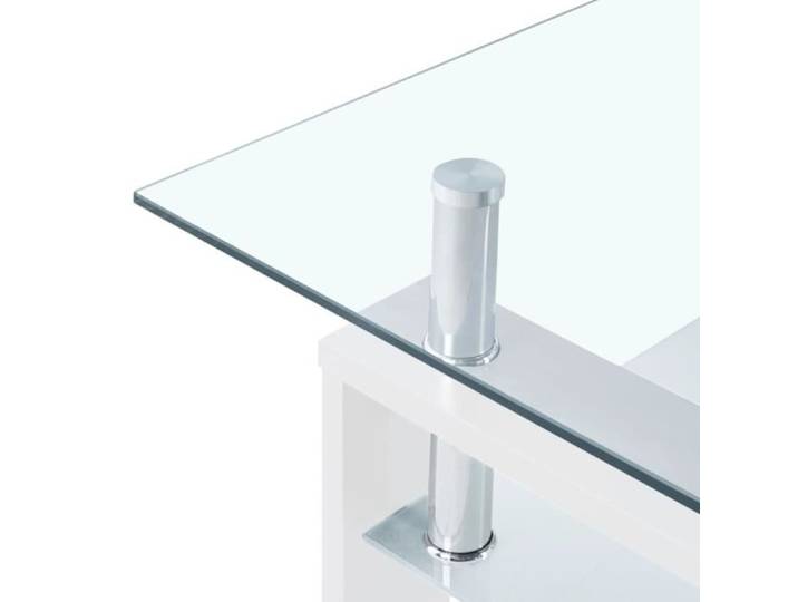 Table basse - KIMISS - Blanc et transparent - Verre trempé - 95x55x40 cm