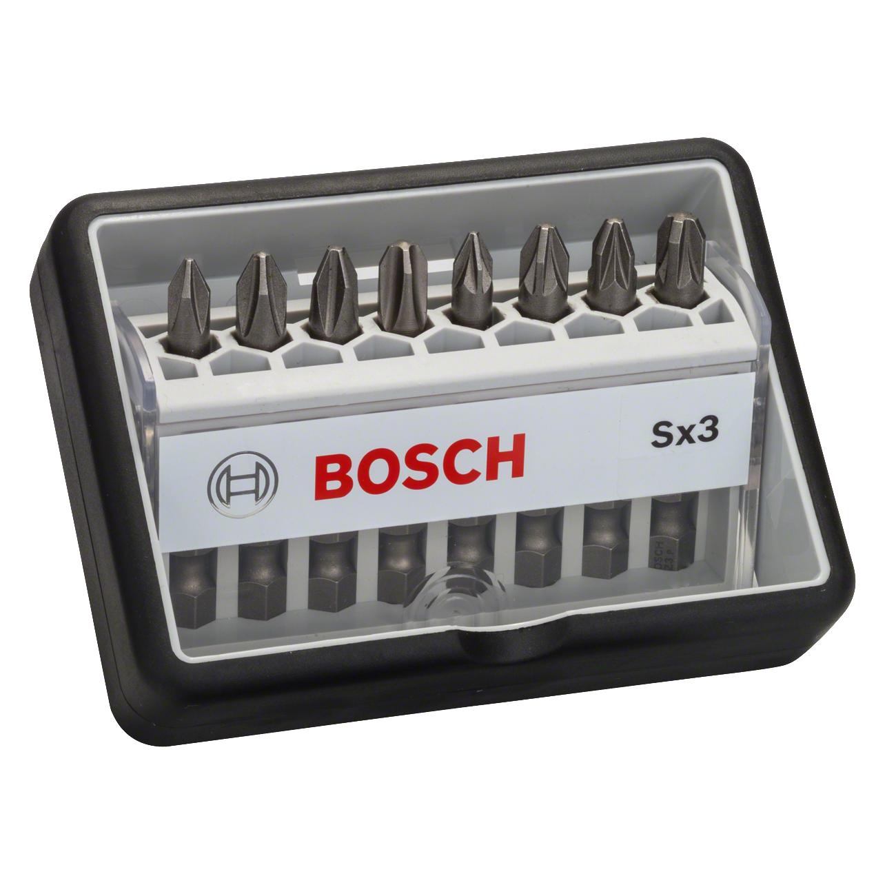 Bosch Professional Zubehör 8-tlg. Schrauberbit-Set, Robust Line, Sx PH/PZ, Extra Hard-Ausführung (2607002558)