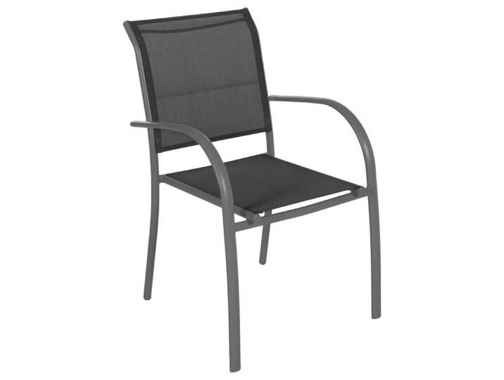 Fauteuil de jardin empilable  Piazza  anthracite & graphite aluminium traité époxy - Hespéride