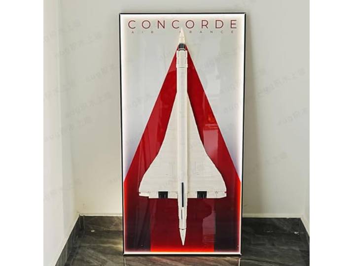 Acryl-Vitrine für Lego 10318 Concorde Airbus, Wandpaneele, Bilderrahmen, Hintergrundstoffe, kompatibel mit 10318 (Modell nicht enthalten) (LED mit Licht)